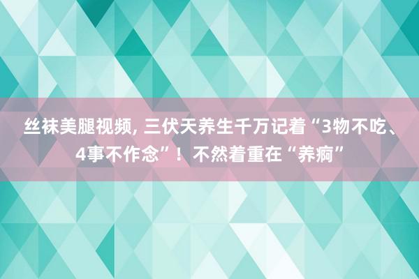 丝袜美腿视频, 三伏天养生千万记着“3物不吃、4事不作念”！不然着重在“养痾”