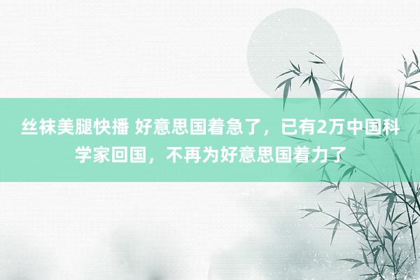 丝袜美腿快播 好意思国着急了，已有2万中国科学家回国，不再为好意思国着力了