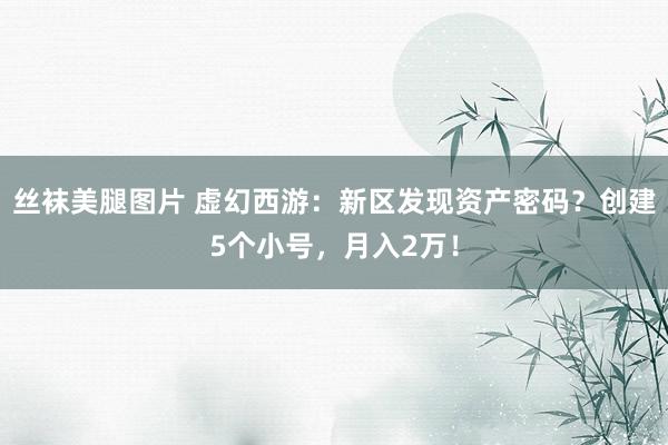 丝袜美腿图片 虚幻西游：新区发现资产密码？创建5个小号，月入2万！