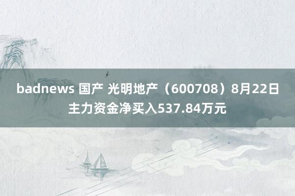 badnews 国产 光明地产（600708）8月22日主力资金净买入537.84万元