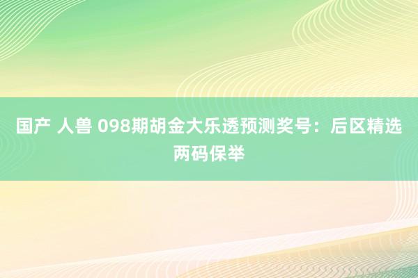 国产 人兽 098期胡金大乐透预测奖号：后区精选两码保举